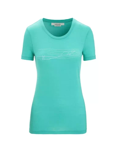 T-Shirt Icebreaker W Tech Lite II SS Tee Ski Stripes - Fresh