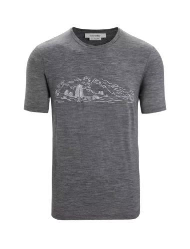 T-Shirt Męski w Góry Icebreaker M Tech Lite II SS Tee Nature Sprint - Gritstone Heather