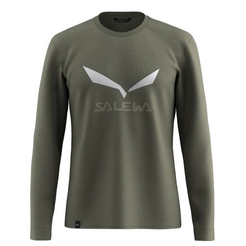 Oddychająca Męska Koszulka z dł. Rękawem Salewa SOLIDLOGO DRY M L/S TEE. - faded green
