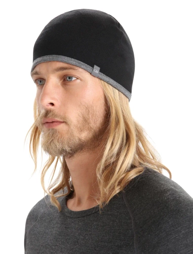Termoaktywna czapka dwustronna Icebreaker U 200 Oasis Revers Beanie - Black/Gritstone Heather