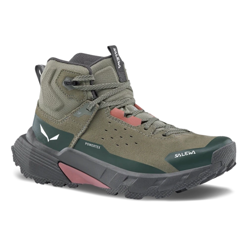 Damskie Buty do Hikingu Salewa PEDROC 2 LEATHER MID PTX W - faded green/dark olive