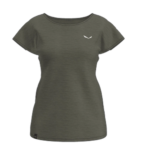 Damska Koszulka na Trekking Salewa PUEZ MELANGE DRY W S/S TEE - faded green melange