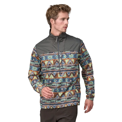 Męska Kurtka Przeciwwietrzna Patagonia M's Houdini Stash 1/2 Zip P/O - High Hopes Geo: Forge Grey