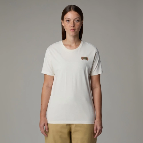 Damski T-Shirt Bawełniany The North Face W Ss Outdoor Graphic Tee - White Dune