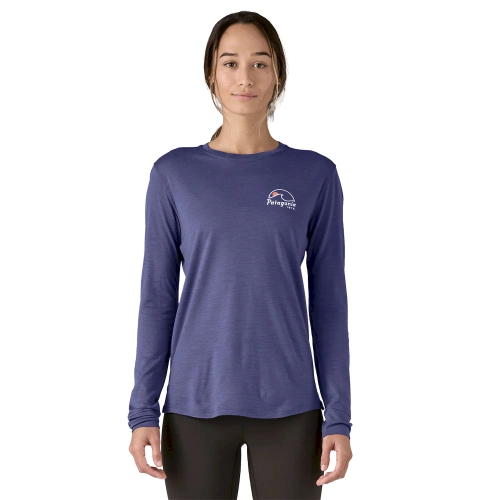 Damska koszulka z długim rękawem Patagonia W's L/S Cap Cool Merino Blend Graphic Shirt - Imagine Moon: Solstice Purple
