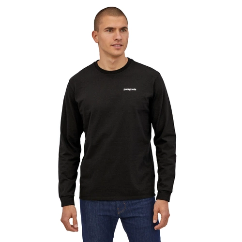 Koszulka męska Patagonia M's L/S P-6 Logo Responsibili-Tee - Black