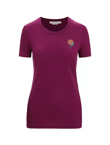 Kobiecy T-Shirt w Góry Icebreaker W Tech Lite II SS Tee Springtime Flowers - Go Berry