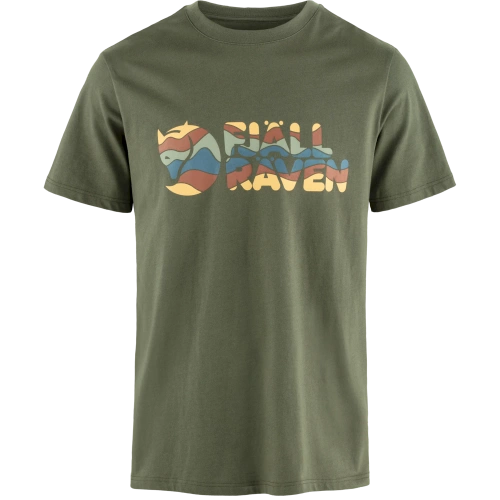 Szybkoschnąca Męska Koszulka Bawełniana Fjallraven Multicolor Logo T-shirt M - laurel green