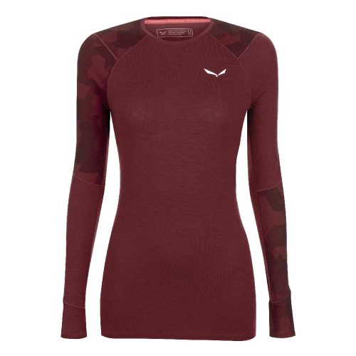 Bielizna z Wełną Salewa Cristallo Warm Amr W L/S Tee - syrah