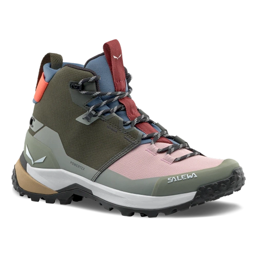 Damskie Wysokie Buty Trekkingowe Salewa Puez 2 Mid PTX W - dark olive/shadow