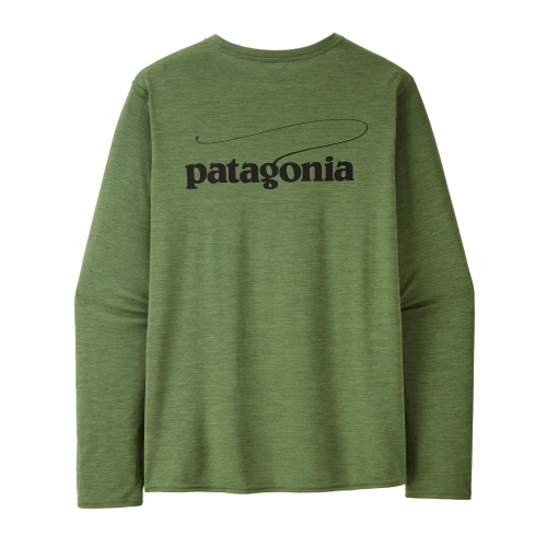 Męska Koszulka z Długim Rękawem Patagonia M's L/S Cap Cool Daily Graphic Shirt - Waters - Casting Logo: Terrain Green X-Dye