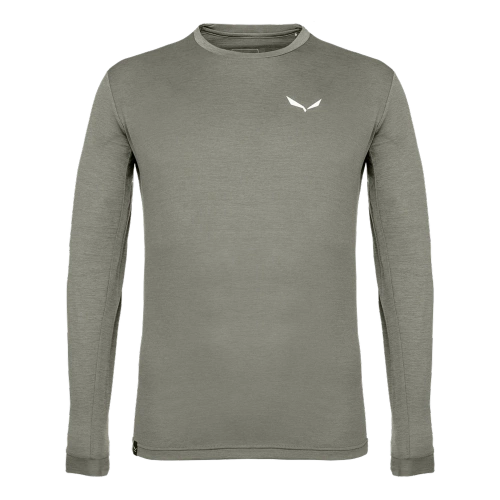 Męska Koszulka dł. Rękawek Salewa PUEZ MELANGE DRY M L/S TEE - faded green melange