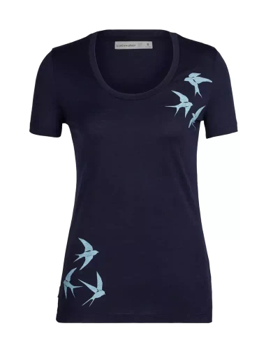 Cienka Koszulka Icebreaker W Tech Lite II SS Scoop Tee Shapes - MIDNIGHT NAVY