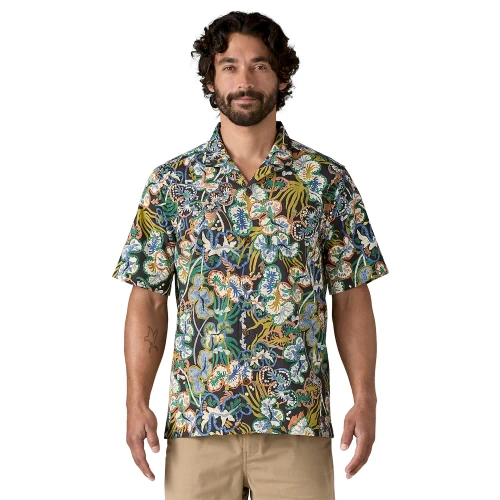 Koszula męska z krótkim rękawem Patagonia M's Tidal Threads Camp Shirt - Undersea: Ink Black