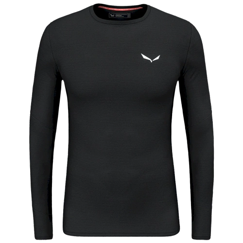 Męska Koszulka z Merino Salewa Cristallo Warm Amr M L/S Tee - black out