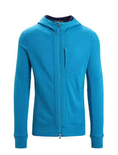 Bluza Wełniana Icebreaker M Quantum III LS Zip Hood - Geo Blue/Royal Navy