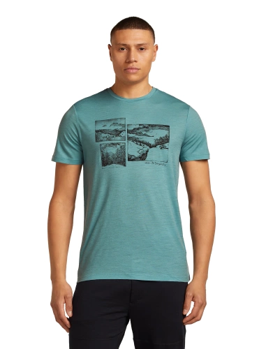 Męska Koszulka Merino Icebreaker M Mer 150 Tech Lite SS Tee Journey - hydro