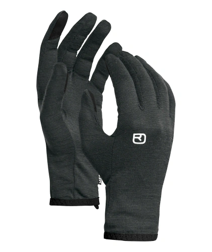 Lekkie Rękawiczki z Merino Ortovox 185 ROCK'N'WOOL GLOVE LINER W - black raven