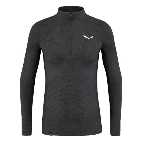 Koszulka Salewa Zebru Medium Warm AMR M 1/2 ZIP Tee - onyx
