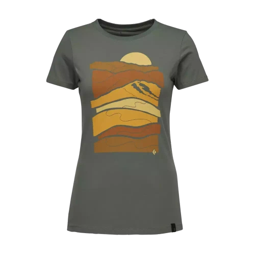 Koszulka Black Diamond W Leveled Landscape Ss Tee - Laurel Green