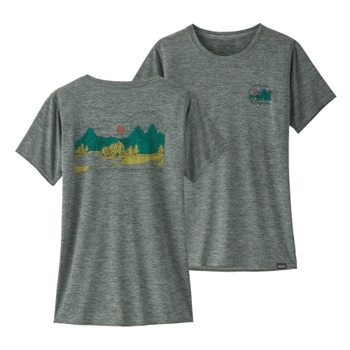 Koszulka Damska Patagonia W's Cap Cool Daily Graphic Shirt - Lands - Lost And Found: Sleet Green X-Dye