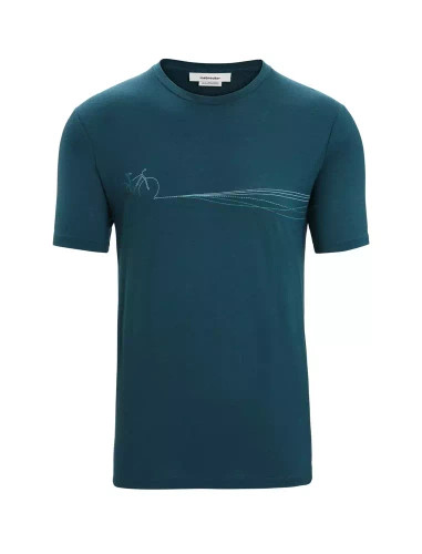 T-Shirt z Wełny Icebreaker M Tech Lite II SS Tee Cadence Paths - Green Glory