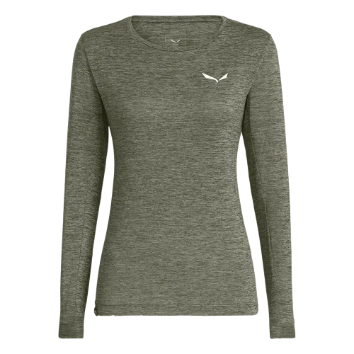 Koszulka Damska do Trekkingu Salewa PUEZ MELANGE DRY W L/S TEE - faded green melange