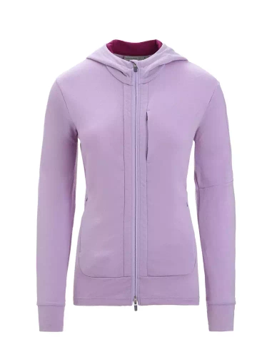 Wełniana Bluza z Kapturem Icebreaker W Quantum III LS Zip Hood - Purple Gaze/Go Berry