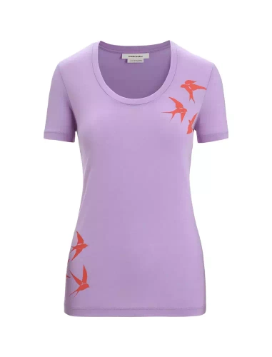 Damski T-Shirt Icebreaker W Tech Lite II SS Scoop T SwarmingShapes - Purple