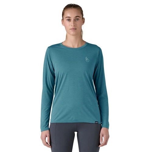 Koszulka dla Kobiet z Długim Rękawem Patagonia W's L/S Cap Cool Daily Graphic Shirt - Waters - Swelldrifter: Wetland Blue X-Dye