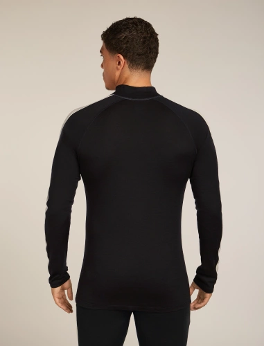 Męska Koszulka z Merino Icebreaker M Mer 200 Oasis+ LS High Neck - black/jet hthr/undyed/cb